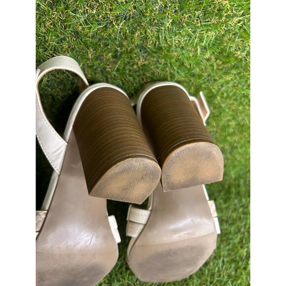 TORRID Caged‎ Front Stacked Heel Sandals Bone/Snakeskin 9W - Picture 8 of 13